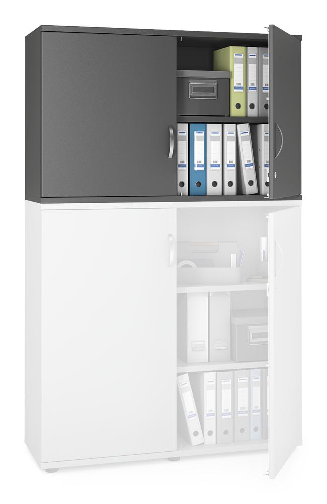 Flügeltüren-Aufsatzschrank MULTI M pro | Anthrazit | 1200 | 750 mm (2 OH)