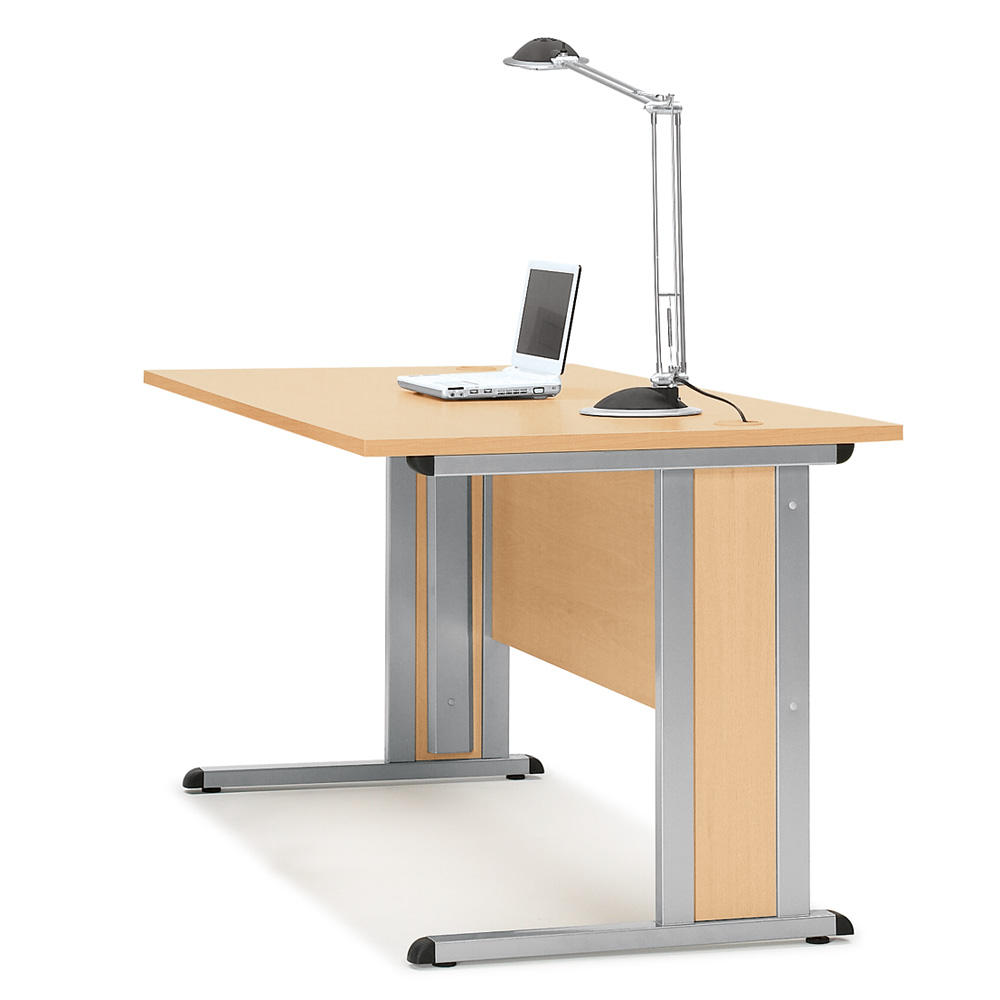 Schreibtisch Basic MULTI M | Buchedekor | 1800 | Alusilber