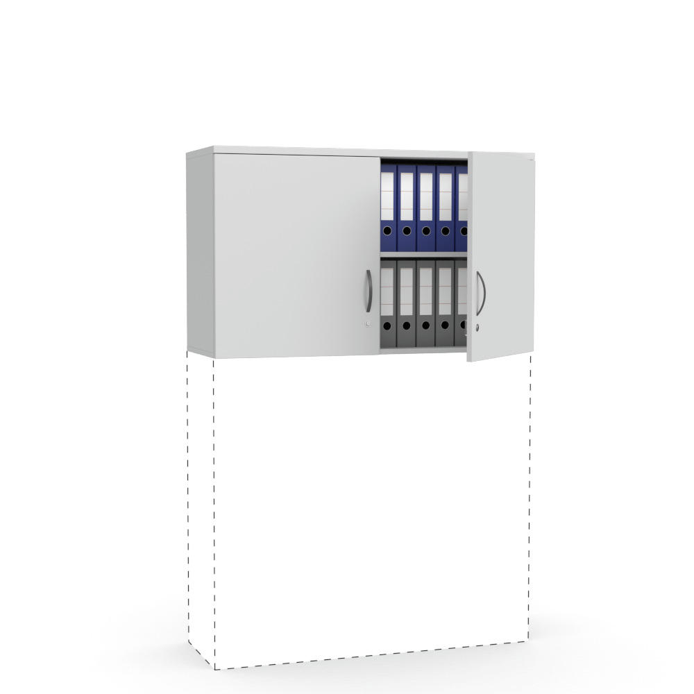 Flügeltüren-Aufsatzschrank MULTI M | Lichtgrau | 1200