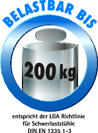 bei gleichmäßig verteilter Last bis 200 kg belastbar. bei gleichmäßig verteilter Last bis 200 kg belastbar.