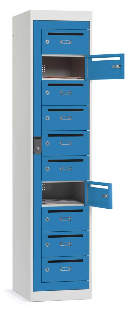 Postverteiler-Stahlschrank mit 10 Türen | Lichtblau RAL 5012