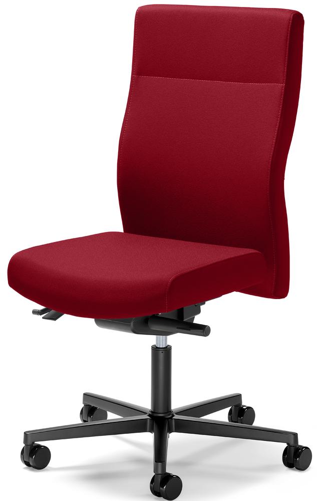 Bürodrehstuhl D001 ohne Armlehnen | Rot | Sitzneigeverstellung-Automatik, Sitztiefenverstellung | Schwarz