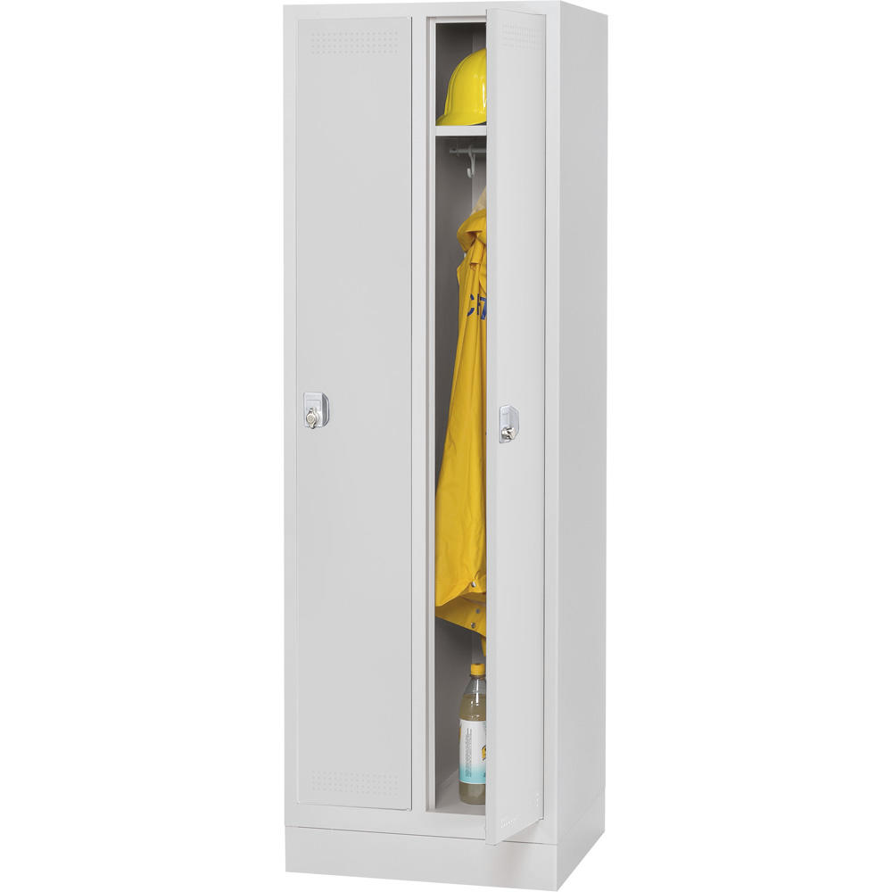 Garderoben-Stahlspind SP PROFI SYSTEM mit Sockel | Lichtgrau RAL 7035 | mit Sockel | 300 | Drehriegelverschluss
