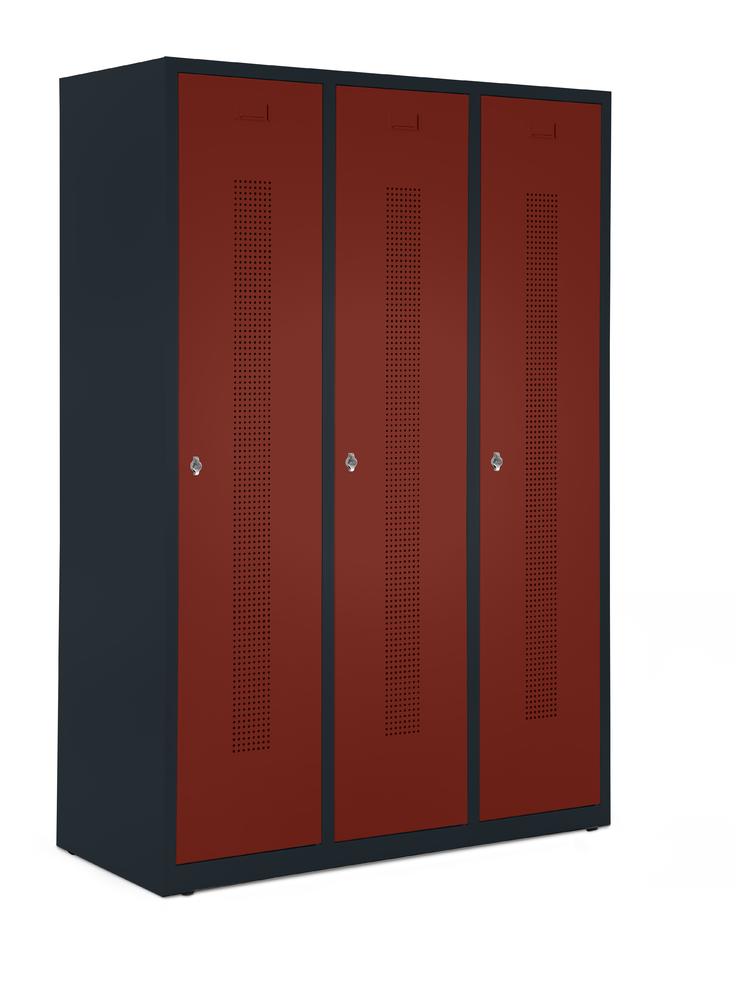 Garderobenspinde ohne Unterbau | Rubinrot RAL 3003 | Bodenstehend | 400 | Drehriegelverschluss