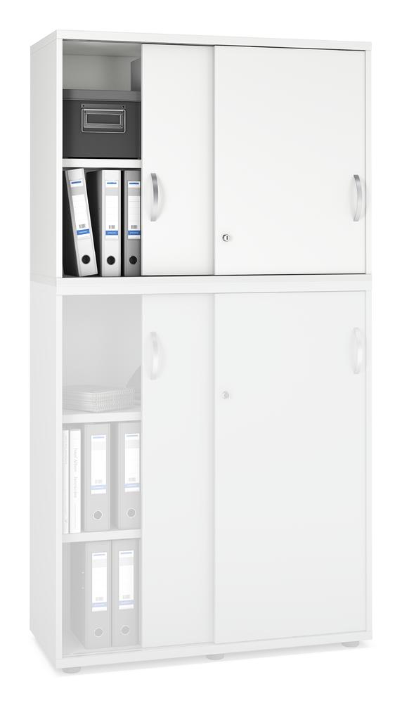 Schiebetüren-Aufsatzschrank MULTI M pro | Weiß | 1000