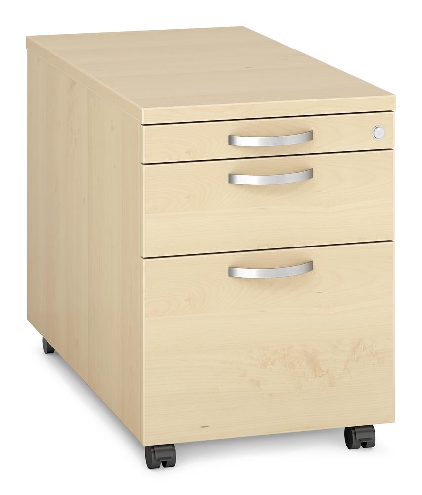 Rollcontainer MULTI M pro | Ahorndekor | 800 | 1 + 1 Schübe + 1 Hängeregistratur