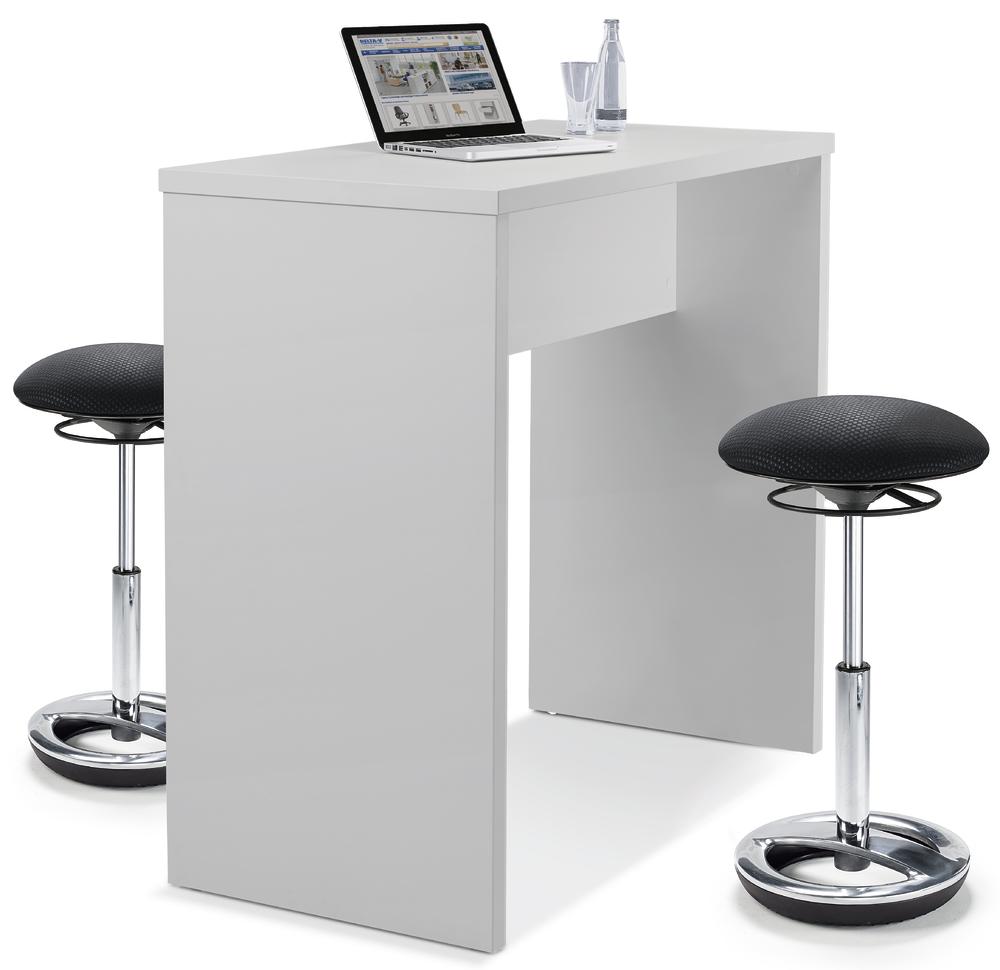 Steh- und Bistrotisch PREMIUM | Lichtgrau | 1200 | mit Haken und Trittstange