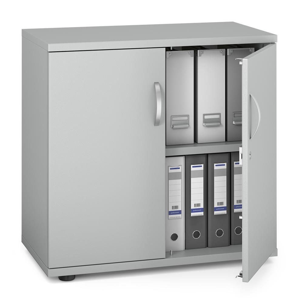Flügeltürenschrank MULTI M pro | Lichtgrau | 800 | Türanschlag Mitte