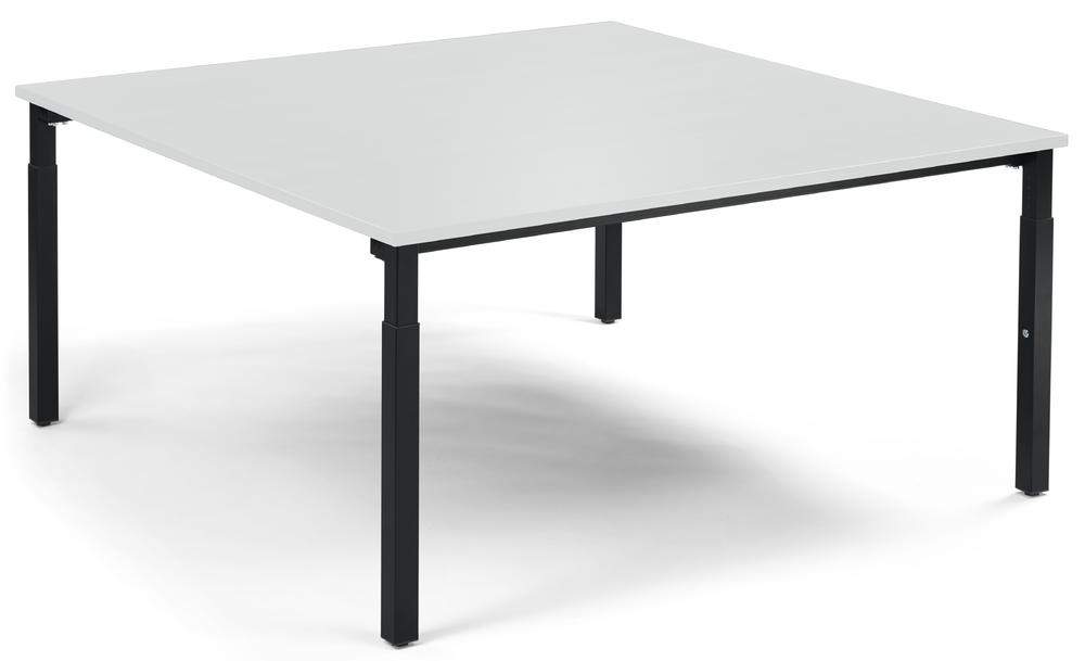 Konferenztisch System MODUL | Lichtgrau | 1600 | 1600 | Tiefschwarz RAL 9005