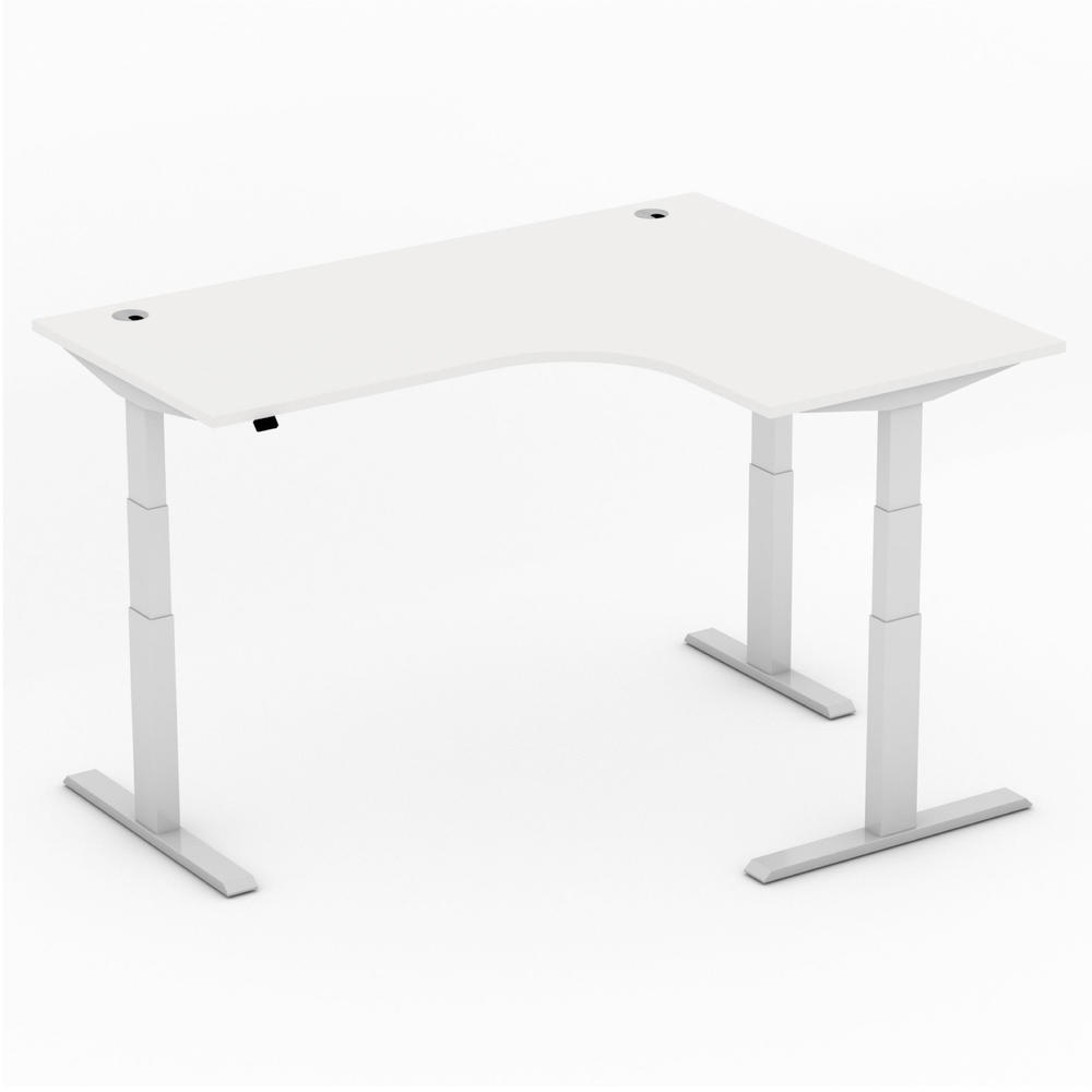 XXL Sitz-/Stehschreibtische COMFORT MULTI M pro | Weiß | Eckschreibtisch rechtsseitig