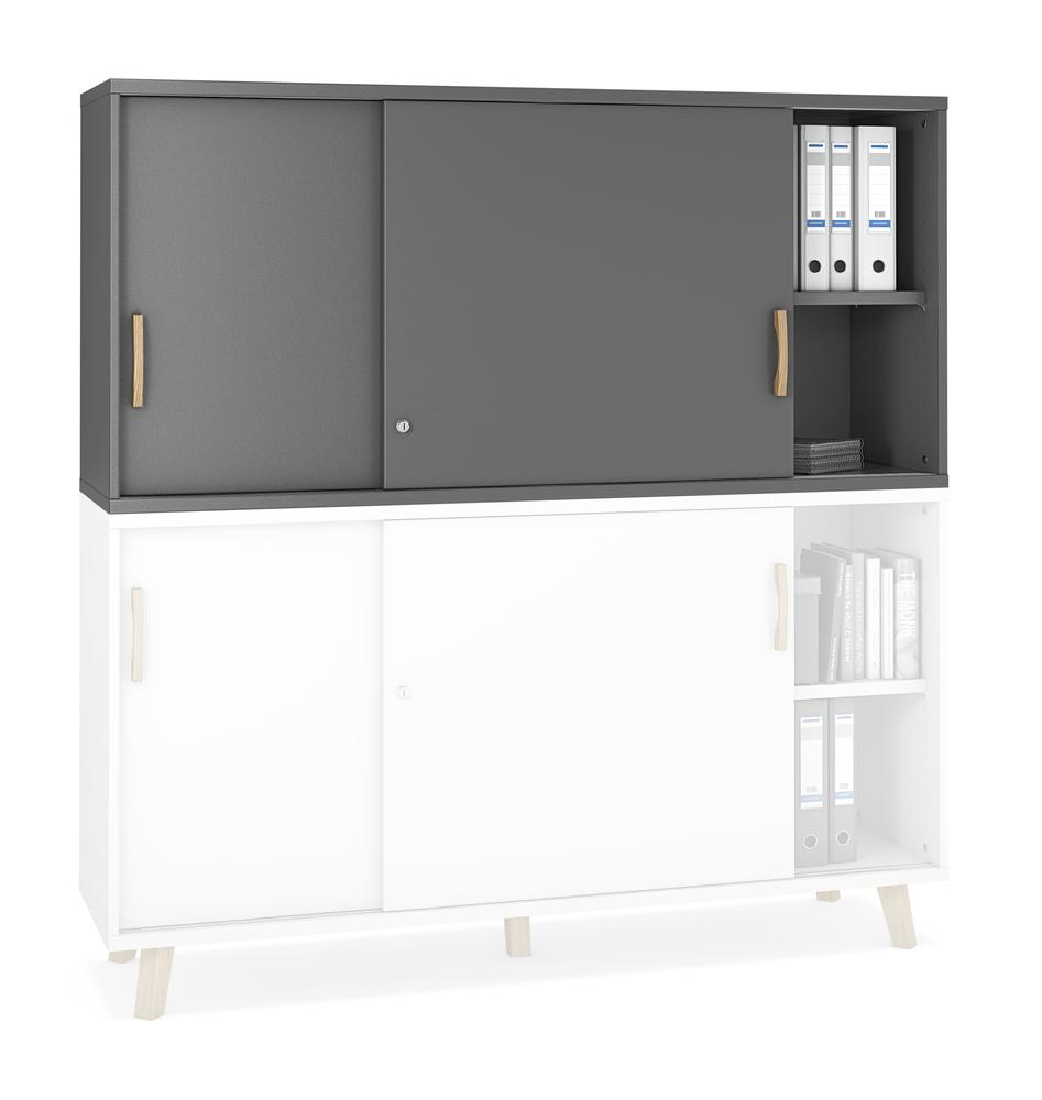 Schiebetüren-Aufsatzschrank SMART MODUL | Anthrazit | 1600 | 750 mm (2 OH)