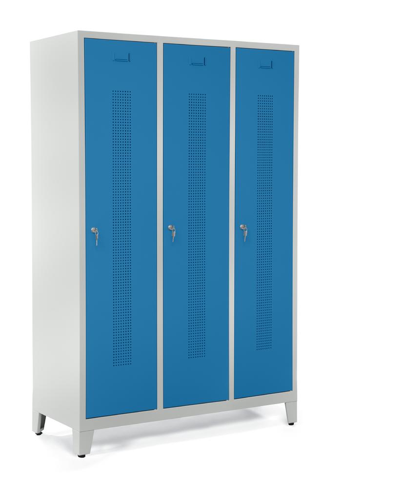 Garderobenspinde SYSTEM SP1 mit Füßen | Lichtblau RAL 5012 | mit Füßen | 400 | Zylinderschloss