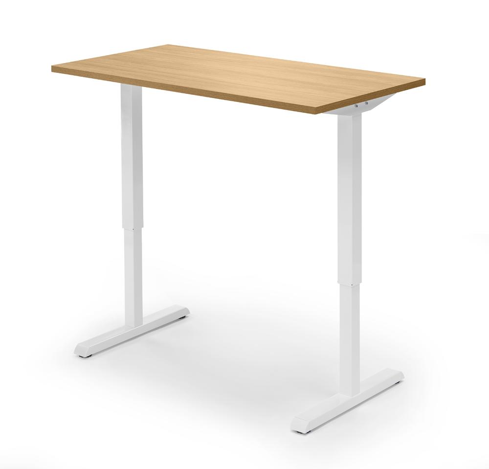 Höhenverstellbarer Schreibtisch Tiefe 650 mm | Buchedekor | 1200 | Weiß