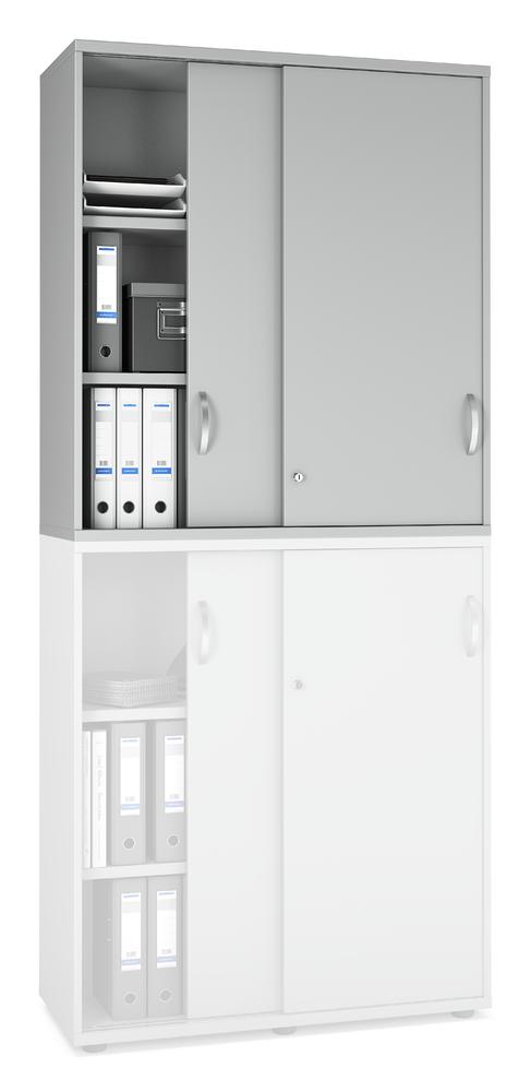 Schiebetüren-Aufsatzschrank iMODUL | Lichtgrau | 1000 | 1110 mm (3 OH)