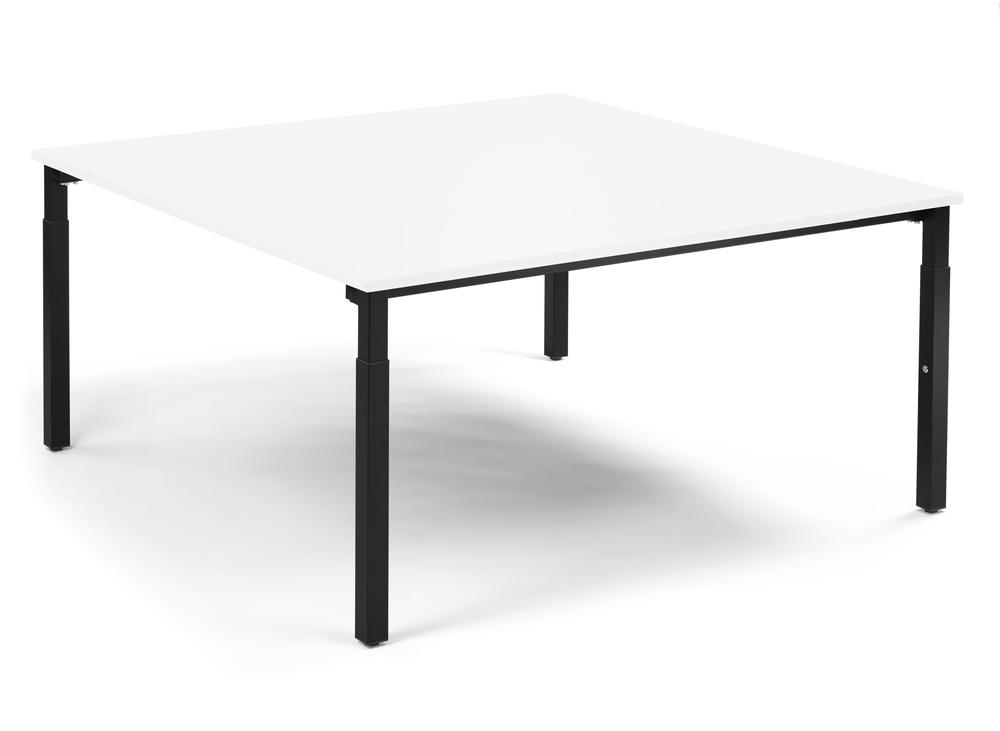 Konferenztisch System MODUL | Weiß | 1600 | 1600 | Tiefschwarz RAL 9005
