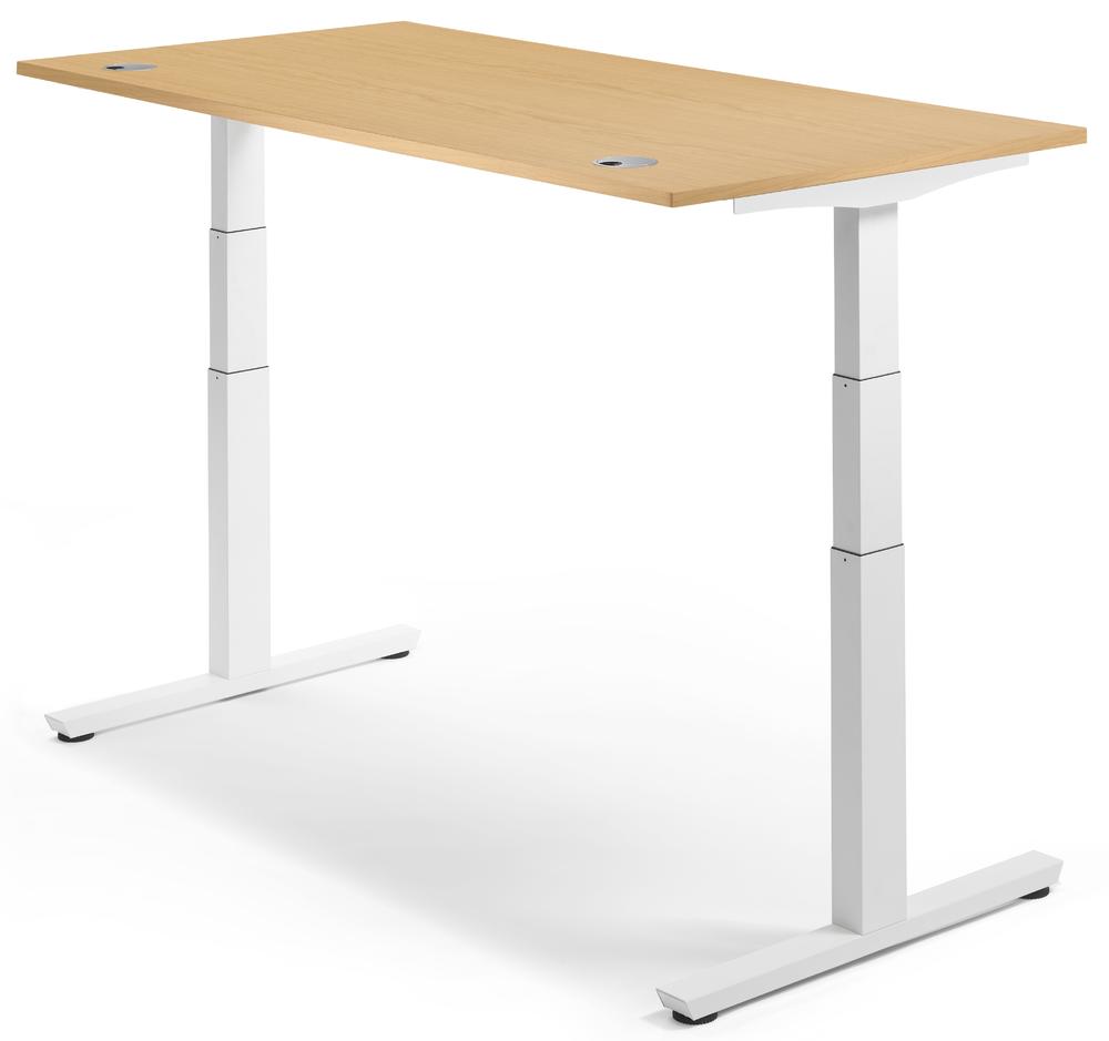 Höhenverstellbarer Schreibtisch COMFORT II MULTI M pro | Buchedekor | 1200 | Weiß