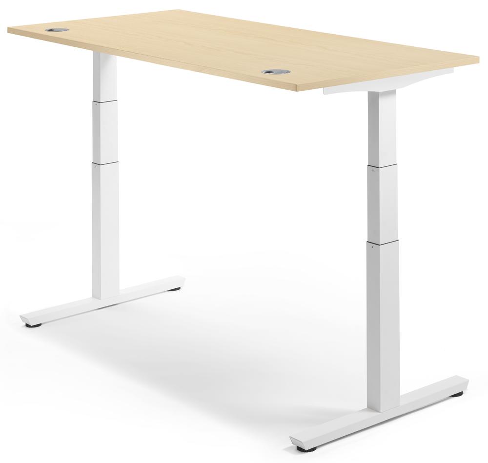 Höhenverstellbarer Schreibtisch COMFORT II MULTI M pro | Ahorndekor | 1200 | Weiß