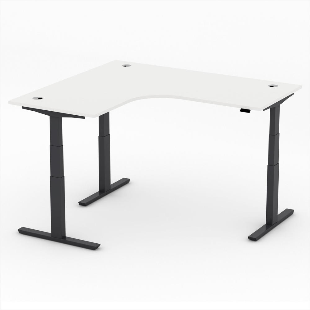 XXL Sitz-/ Stehschreibtisch Jumbo MULTI M | Weiß | Schwarz | Eckschreibtisch linksseitig