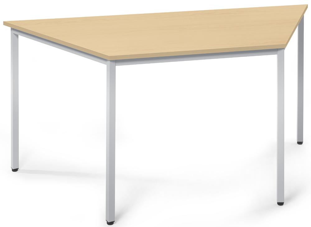 Besprechungstisch DESKIN LINE | Ahorndekor | 1600 | 690 | Alusilber RAL 9006 | Trapez