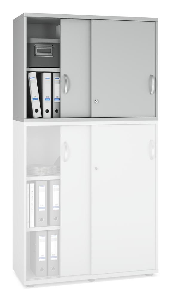 Schiebetüren-Aufsatzschrank iMODUL | Lichtgrau | 1000 | 750 mm (2 OH)