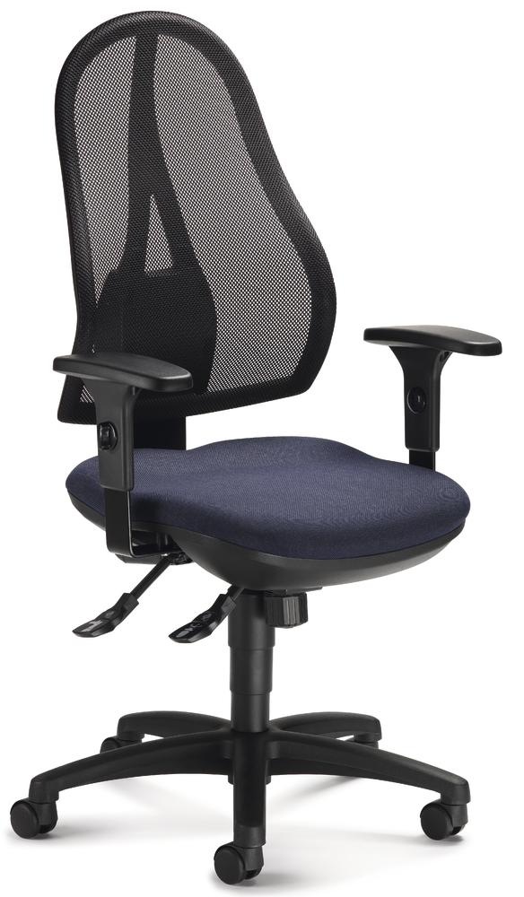 Bürodrehstuhl COMFORT NET mit Armlehnen | Schwarz/Dunkelblau | Schwarz | feste Armlehnen | Permanentkontakt-Mechanik