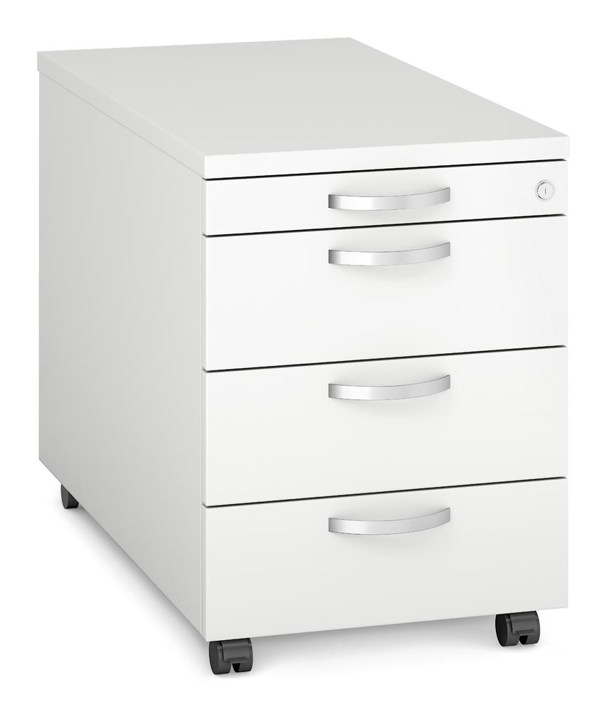 Rollcontainer MULTI M pro | Weiß | 800 | 1 + 3 Schübe
