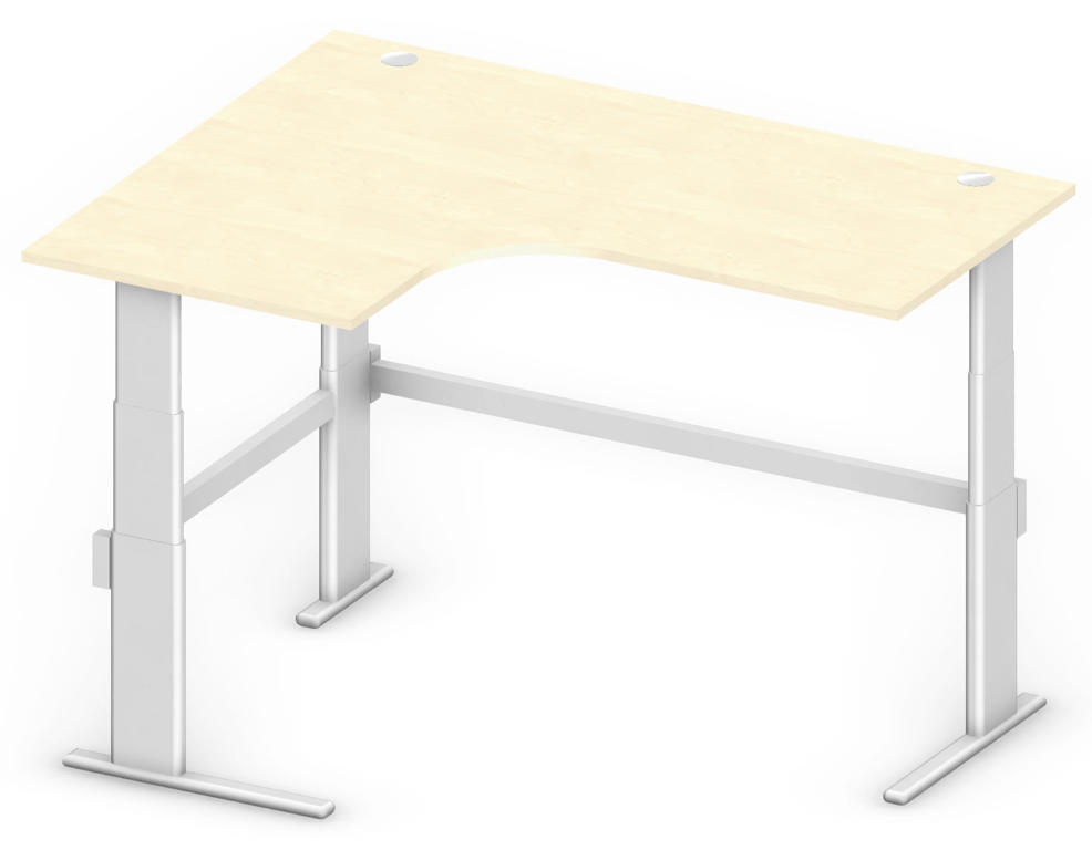Höhenverstellbarer Eckschreibtisch COMFORT MULTI M | Ahorndekor | Eckschreibtisch linksseitig
