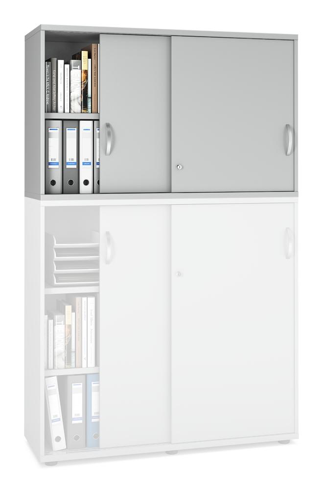 Schiebetüren-Aufsatzschrank iMODUL | Lichtgrau | 1200 | 750 mm (2 OH)