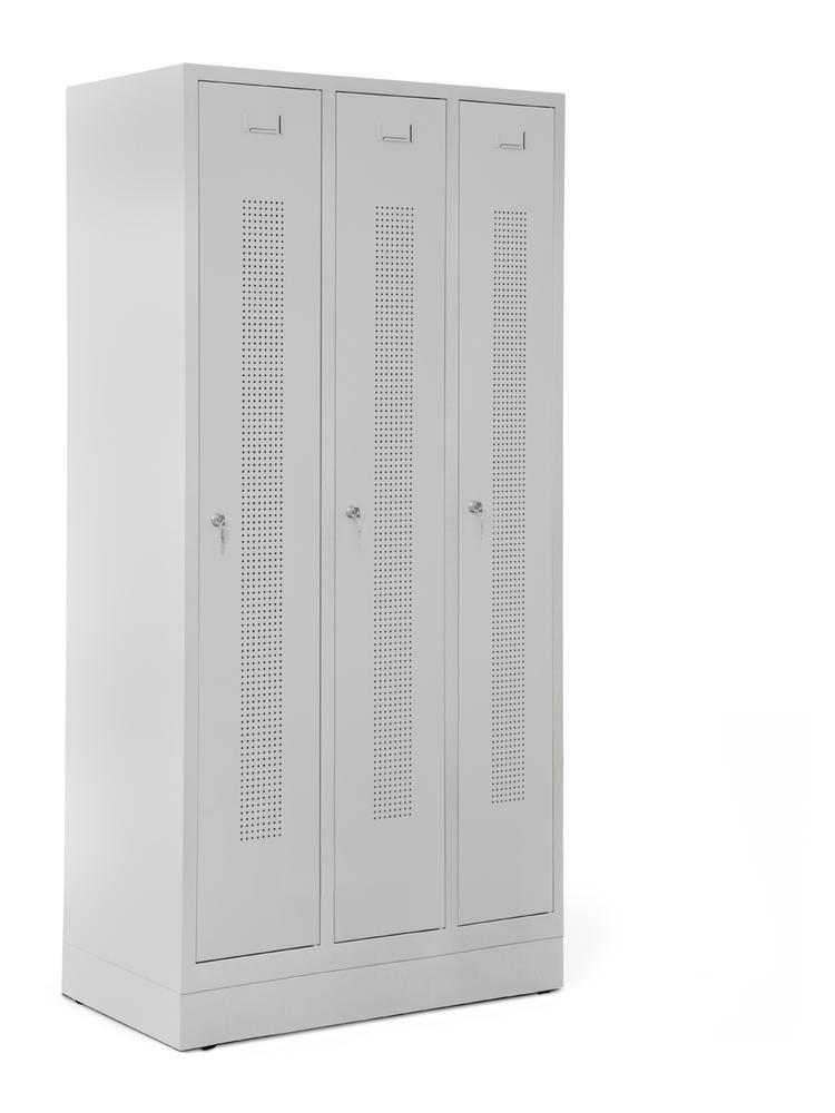 Garderobenspinde SYSTEM SP1 mit Sockel | Lichtgrau RAL 7035 | mit Sockel | 300 | Zylinderschloss