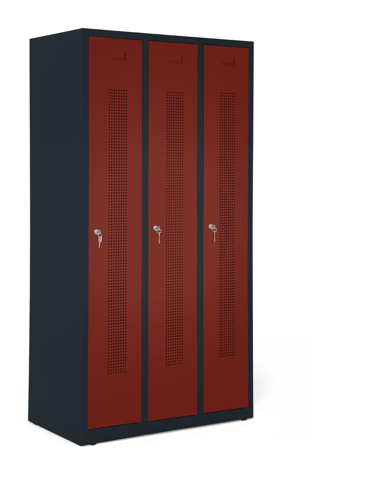 Garderobenspinde ohne Unterbau | Rubinrot RAL 3003 | Bodenstehend | 300 | Zylinderschloss