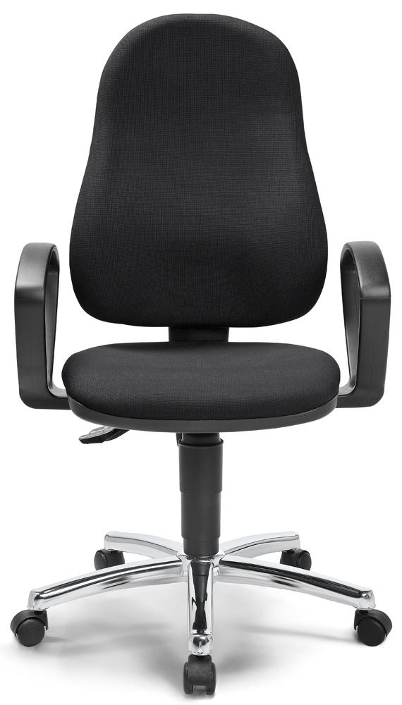 Bürostuhl COMFORT P mit Armlehnen | Schwarz | Verchromt | feste Armlehnen