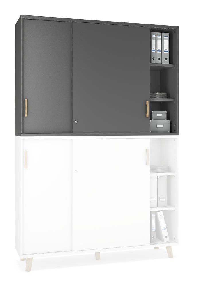 Schiebetüren-Aufsatzschrank SMART MODUL | Anthrazit | 1600 | 1110 mm (3 OH)