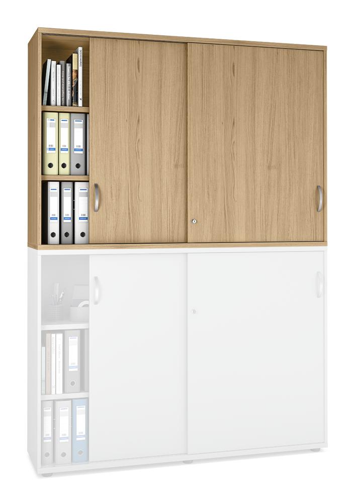 Schiebetüren-Aufsatzschrank MULTI M pro | Eiche hell | 1600 | 1110 mm (3 OH)