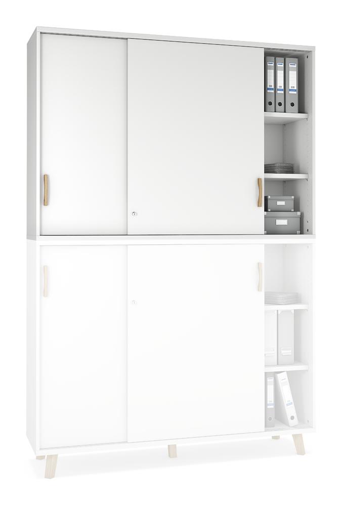 Schiebetüren-Aufsatzschrank SMART MODUL | Weiß | 1600 | 1110 mm (3 OH)