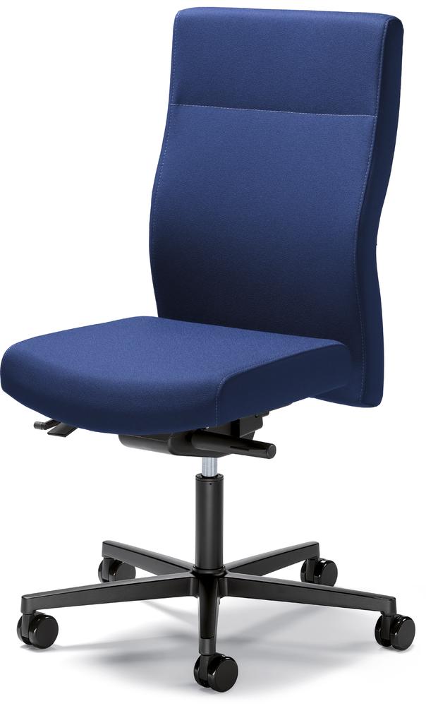 Bürodrehstuhl D001 ohne Armlehnen | Blau | Sitzneigeverstellung-Automatik, Sitztiefenverstellung | Schwarz