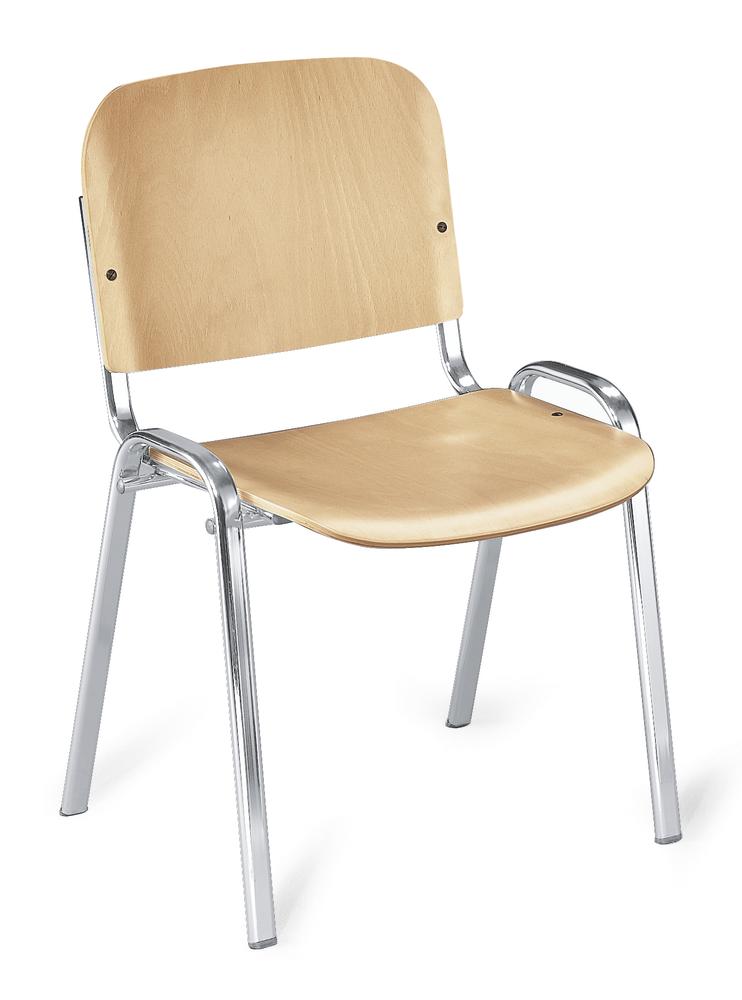 Besucherstuhl ISO HOLZ | Buchedekor | Verchromt