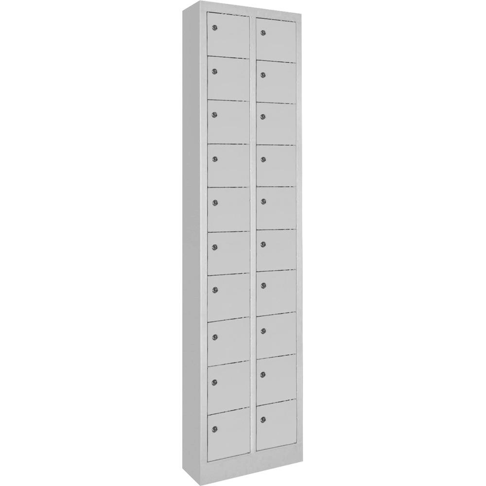 Kleinfachschrank 2 x 10 Fächer | Lichtgrau RAL 7035 | 1950 | ohne Etikettenrahmen | 20