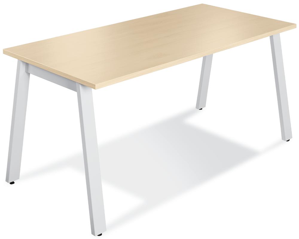Konferenztisch DESKIN RIO | Ahorndekor | 1200 | Weiß RAL 9016