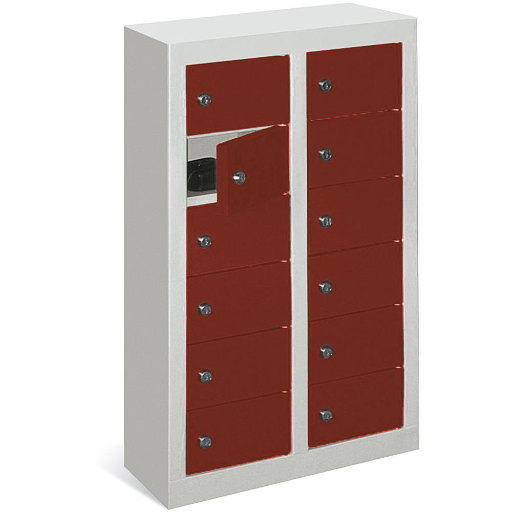 Kleinfachschrank 2 x 6 Fächer | Rubinrot RAL 3003 | 815 | ohne Etikettenrahmen | 12