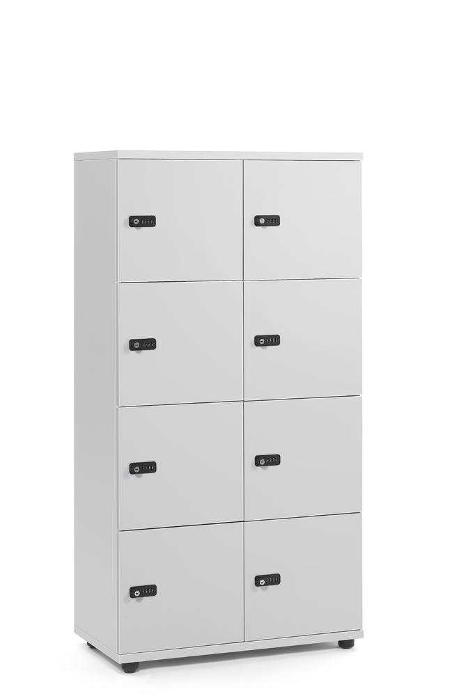 Schließfachschrank OFFICE-LINE mit 8 Fächern | Lichtgrau | ohne Posteinwurf | Lichtgrau | Mechanisches Zahlen-Kombinationsschloss