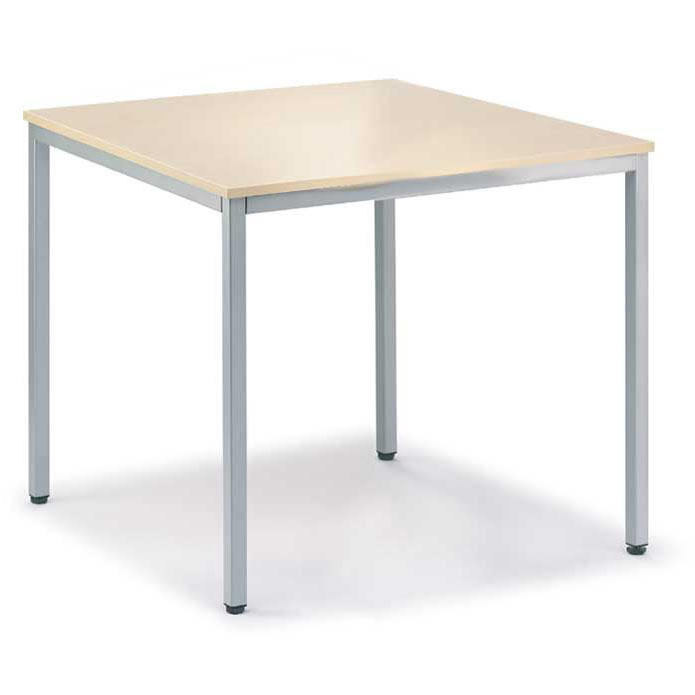 Besprechungstisch DESKIN LINE | Ahorndekor | 800 | 800 | Alusilber RAL 9006 | Quadrat