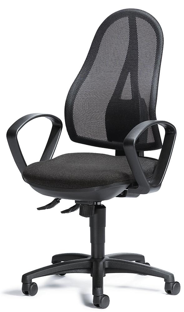 Bürodrehstuhl COMFORT NET mit Armlehnen | Schwarz/Anthrazit | Schwarz | feste Armlehnen | Synchron-Mechanik