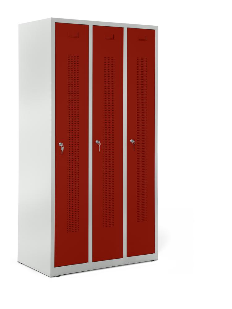 Garderobenspinde SYSTEM SP1 ohne Unterbau | Rubinrot RAL 3003 | Bodenstehend | 300 | Zylinderschloss