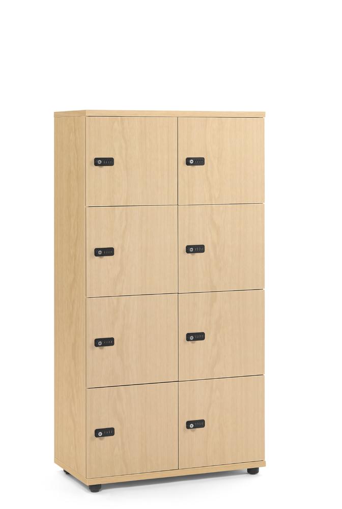 Schließfachschrank OFFICE-LINE mit 8 Fächern | Buchedekor | ohne Posteinwurf | Buchedekor | Mechanisches Zahlen-Kombinationsschloss