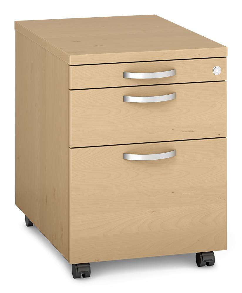 Rollcontainer MULTI M pro | Buchedekor | 600 | 1 + 1 Schübe + 1 Hängeregistratur