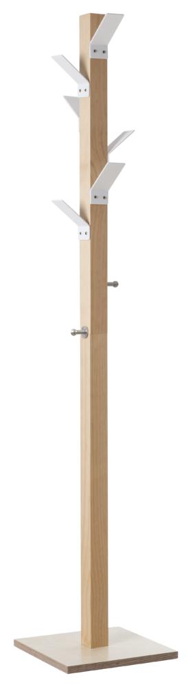Garderobenständer aus Holz, 6 Haken Schirmständer | Weiß