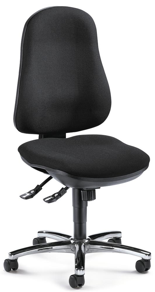 Bürodrehstuhl COMFORT I ohne Armlehnen | Schwarz | Verchromt | ohne Armlehnen (optional)