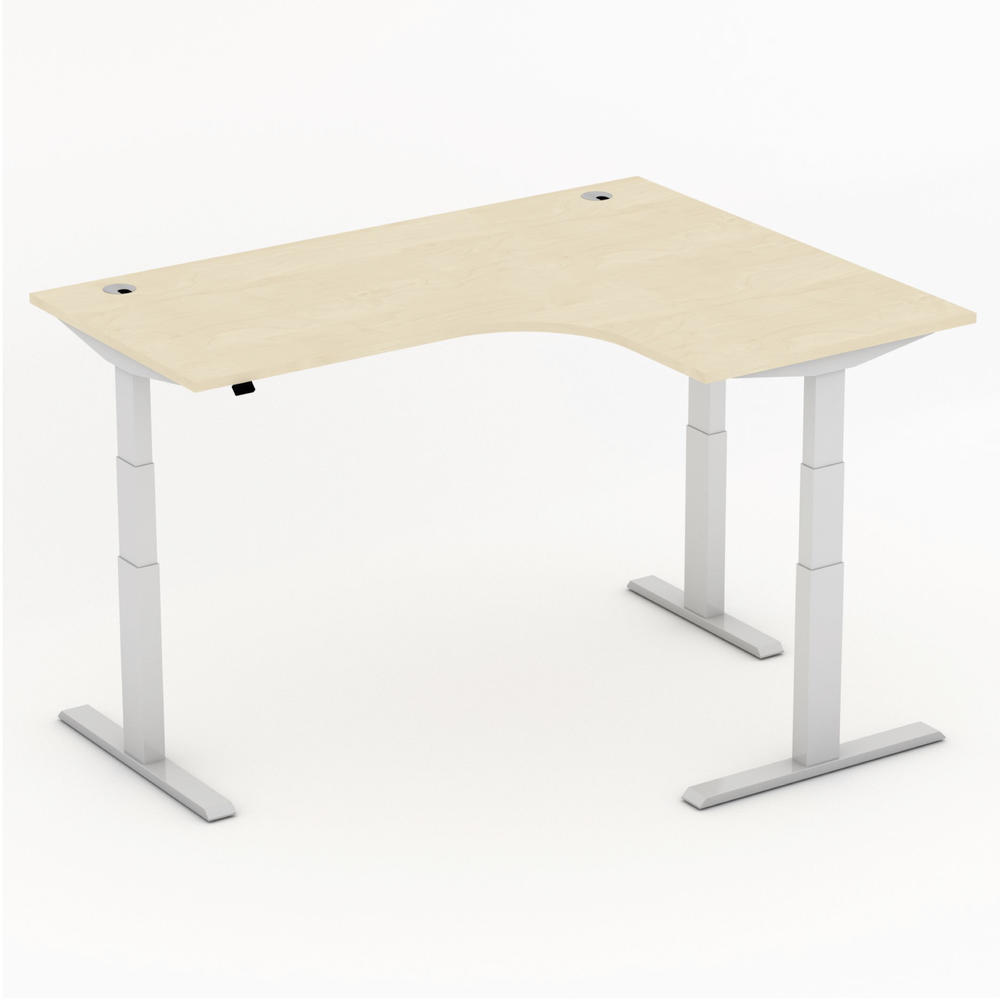 XXL Sitz-/Stehschreibtische COMFORT MULTI M pro | Ahorndekor | Eckschreibtisch rechtsseitig
