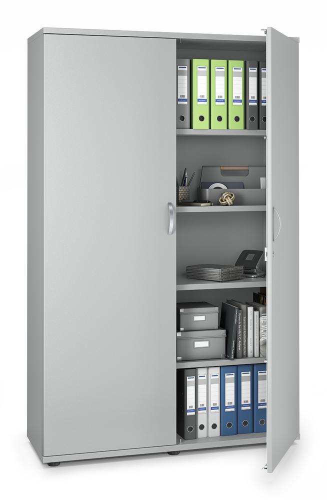 Flügeltürenschrank MULTI M pro | Lichtgrau | 1200 | Türanschlag Mitte