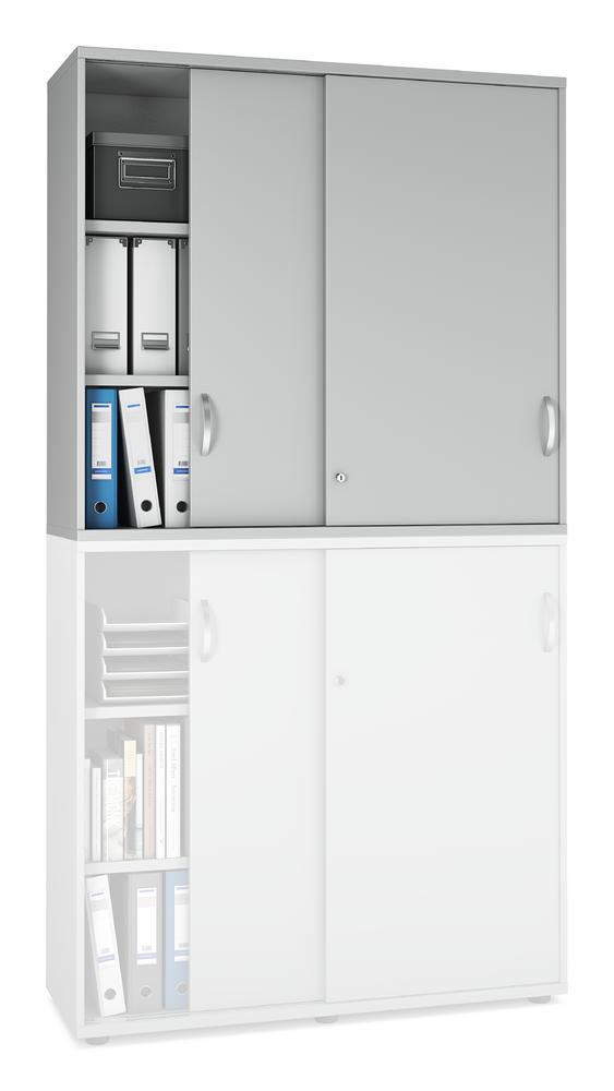 Schiebetüren-Aufsatzschrank iMODUL | Lichtgrau | 1200 | 1110 mm (3 OH)